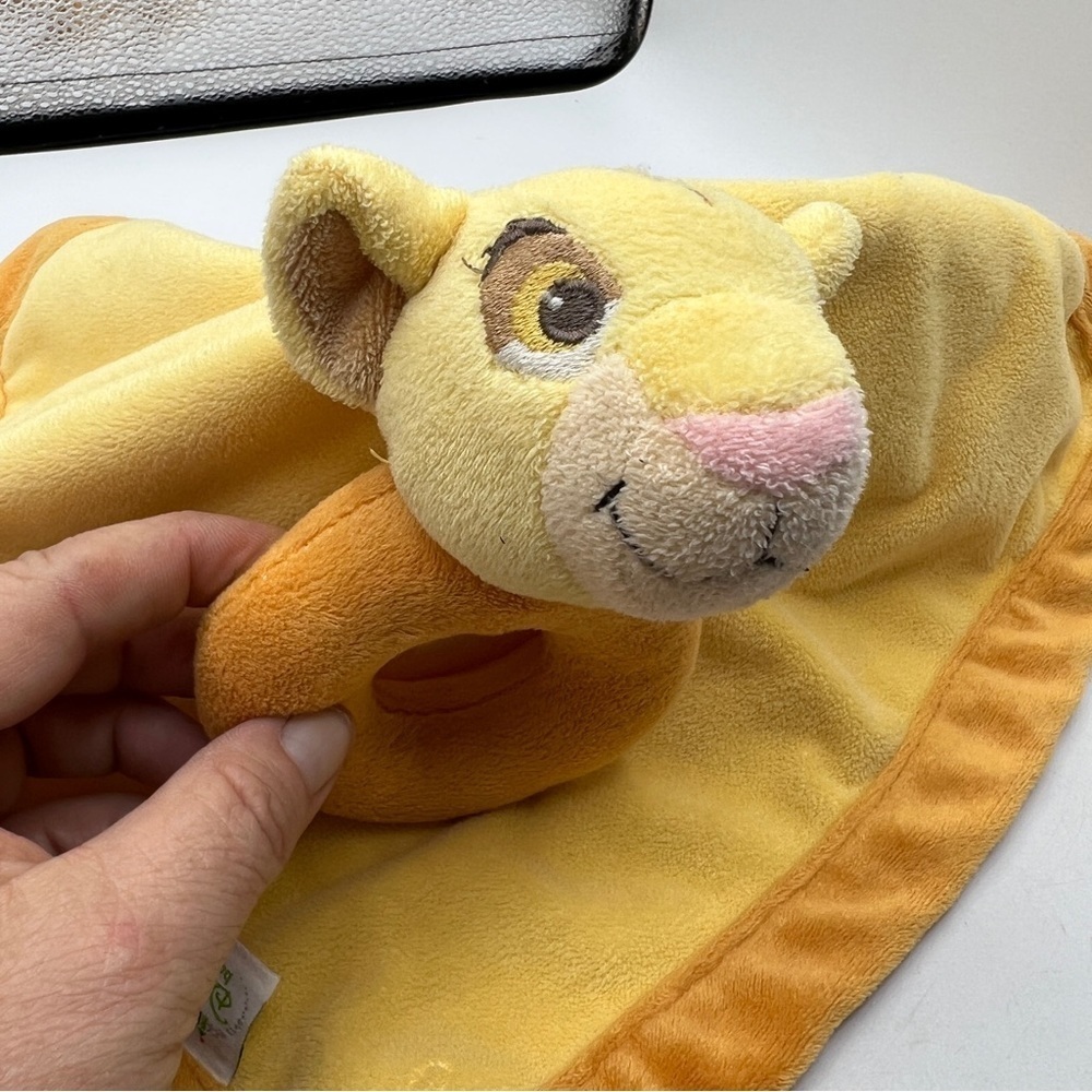 Disney Baby 13" the Lion King Simba Lovey Security Blanket Plush w Ring Rattle
